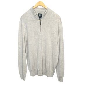 Jos A Bank Tan Merino Wool Quarter Zip Pullover XL